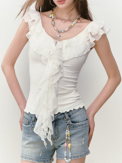 VIA PITTI VIABTP304 Lace collar short sleeved top