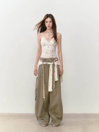 VIA PITTI VIABTP339 Printed lace edge vest (2color)