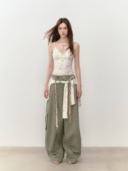 VIA PITTI VIABP319 Workwear large pocket beaded casual pants (2color)
