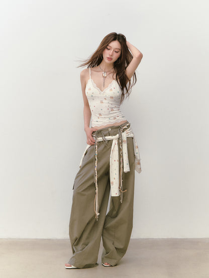 VIA PITTI VIABTP339 Printed lace edge vest (2color)