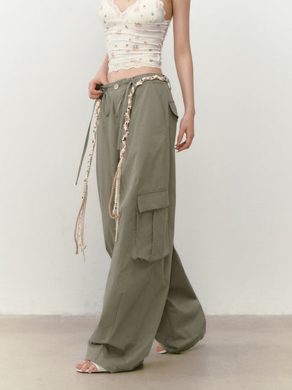 VIA PITTI VIABP319 Workwear large pocket beaded casual pants (2color)