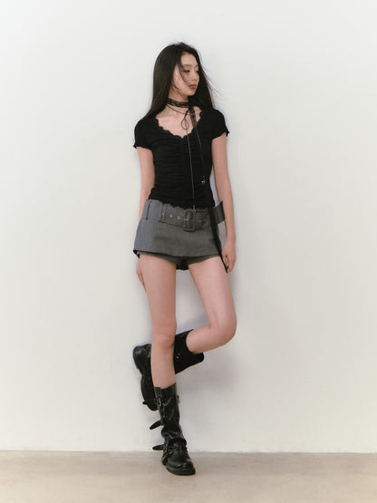 VIA PITTI VIABTP264 Lace backless beaded T-shirt