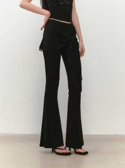 VIA PITTI VIABP354 Lace patchwork strap slim fit pants