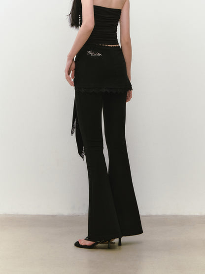 VIA PITTI VIABP354 Lace patchwork strap slim fit pants