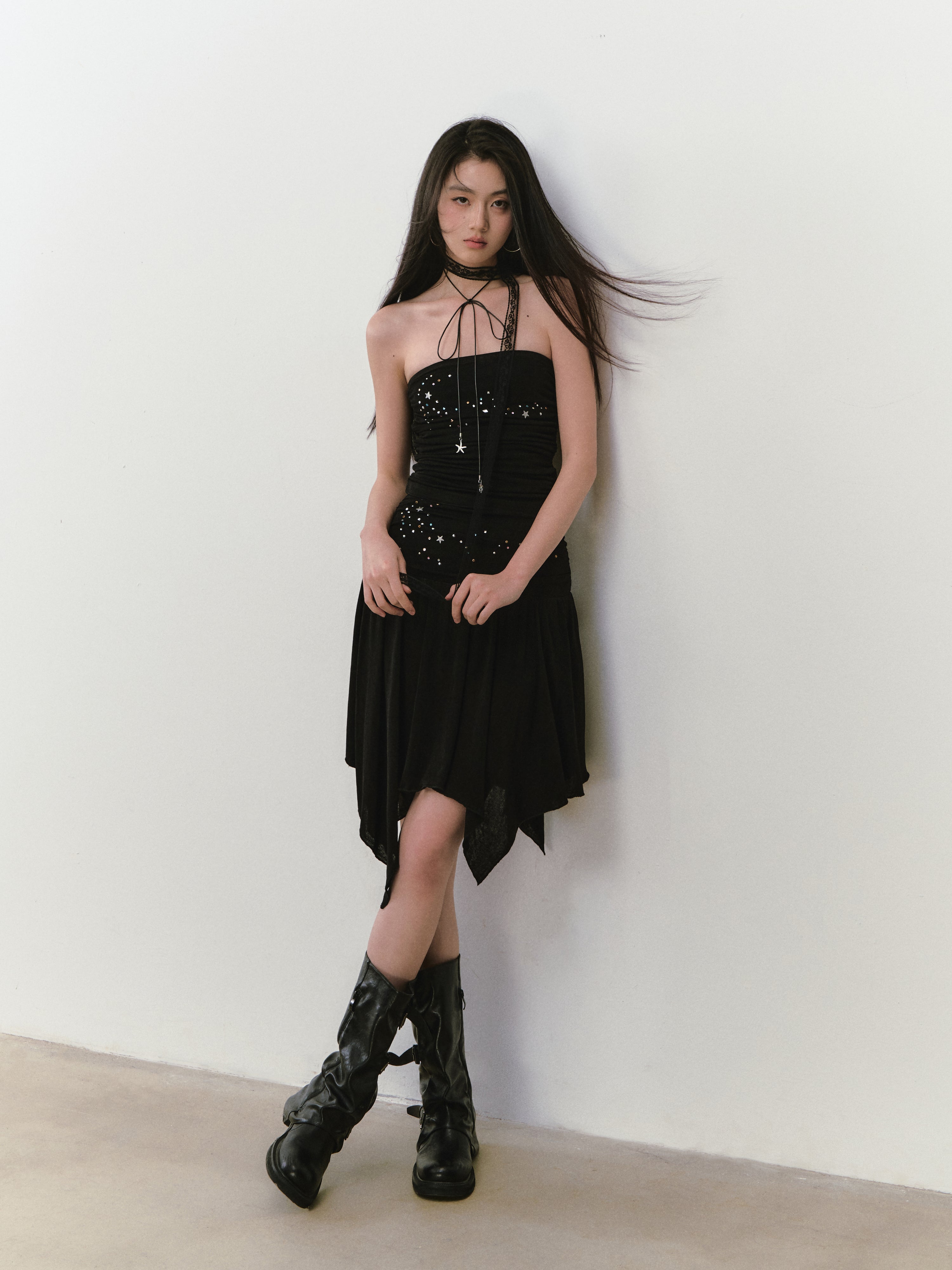 VIA PITTI VIABTP322&amp;VIABS323 Bead star embroidered + skirt set (2color)