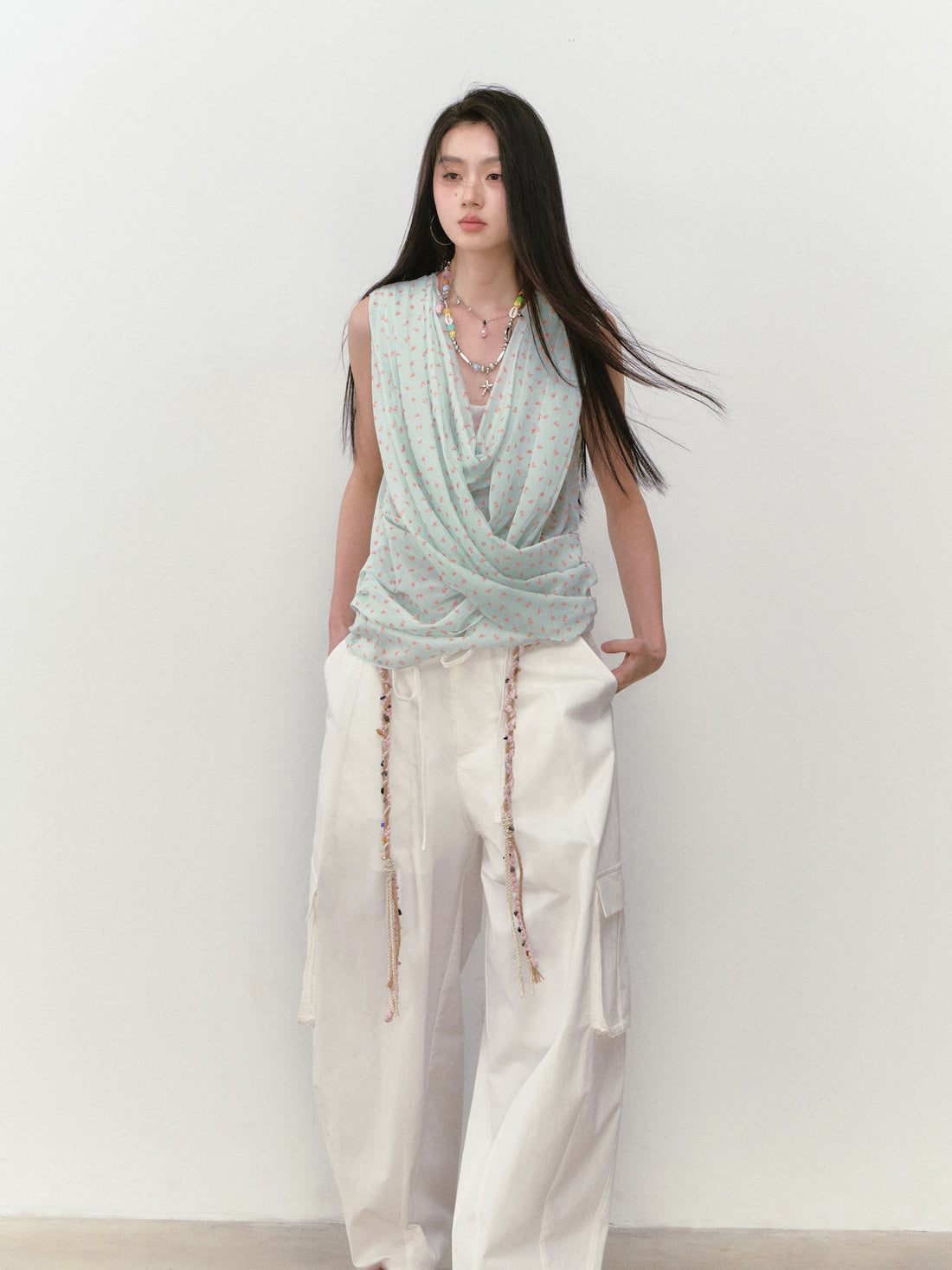 VIA PITTI VIABTP345 Floral sleeveless top