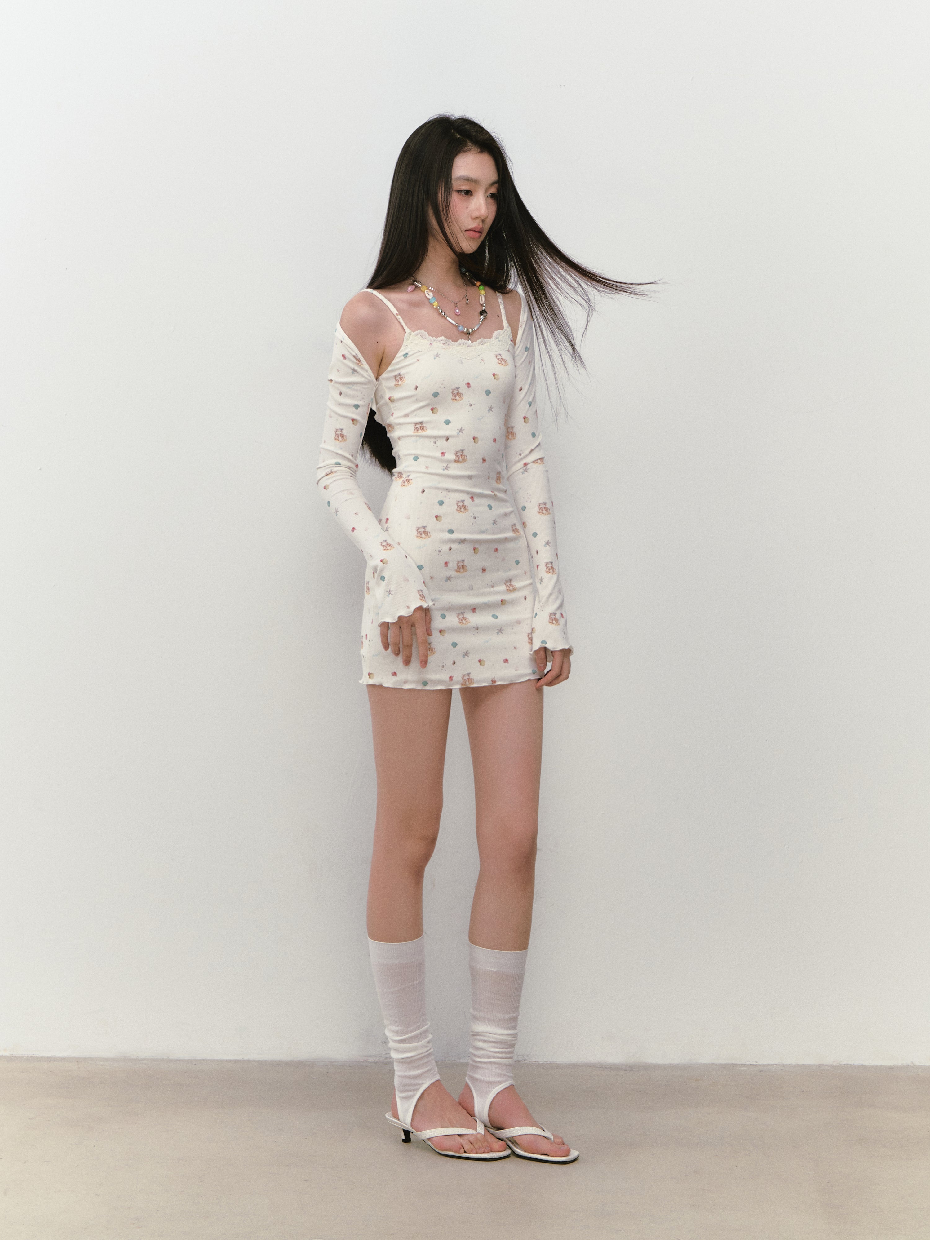 VIA PITTI VIABD342 Printed lace dress + top set (2color)