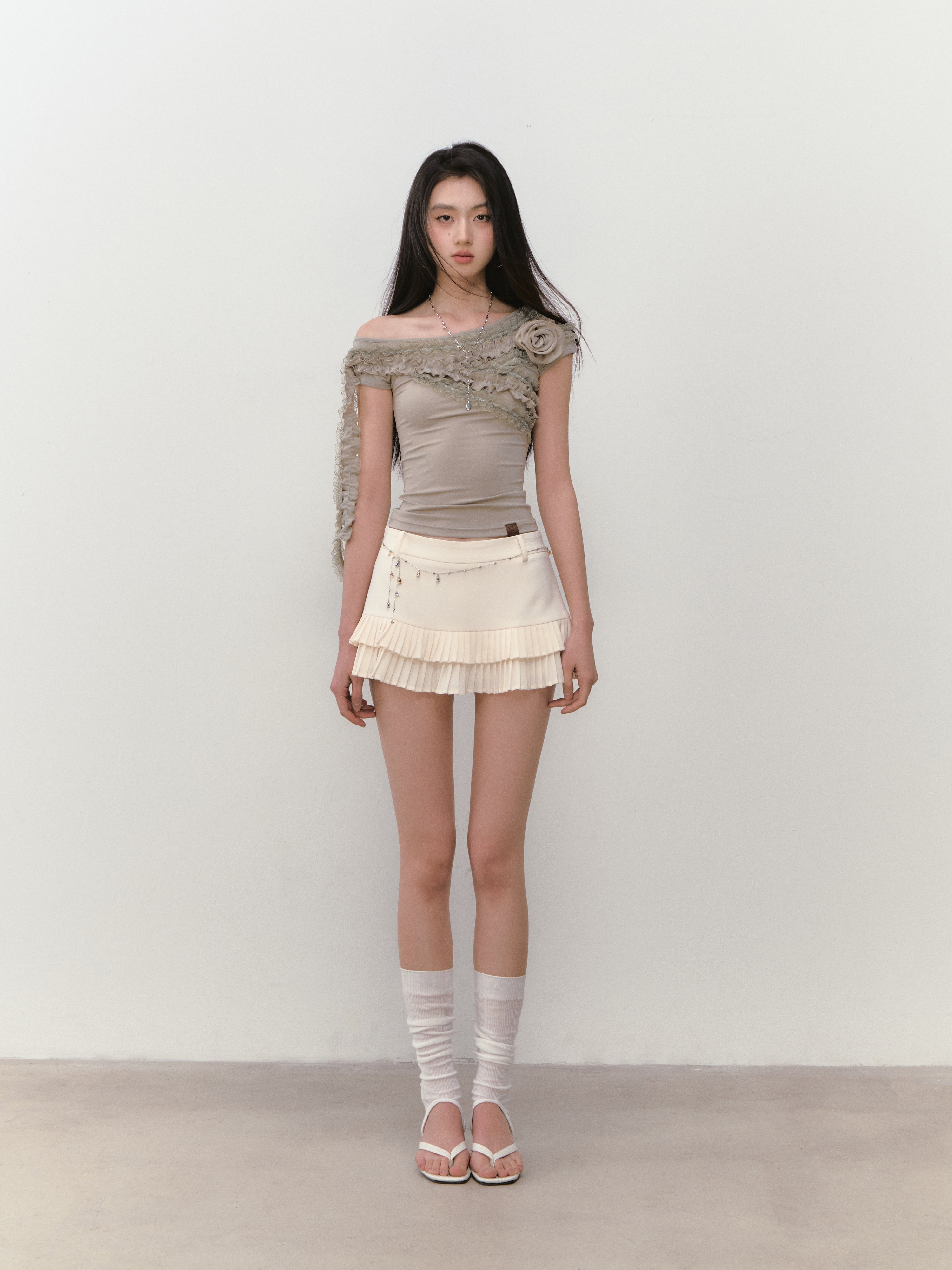 VIA PITTI VIABS307 Low waist pleated skirt (2color)