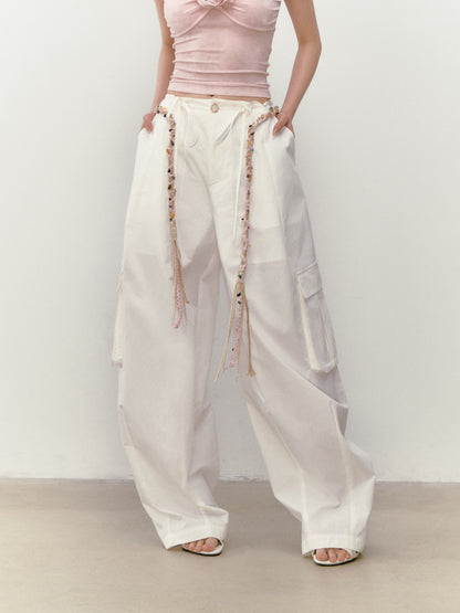 VIA PITTI VIABP319 Workwear large pocket beaded casual pants (2color)