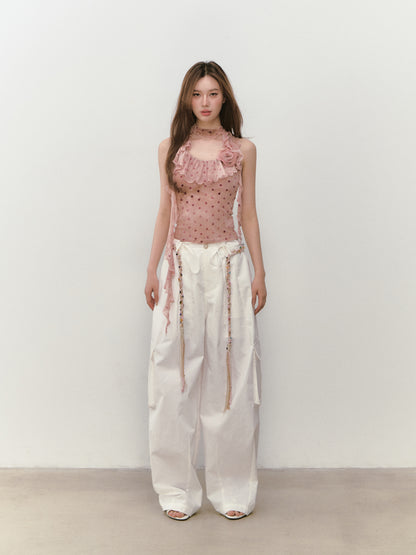 VIA PITTI VIABTP253 Flower ribbon halter neck vest (2color)