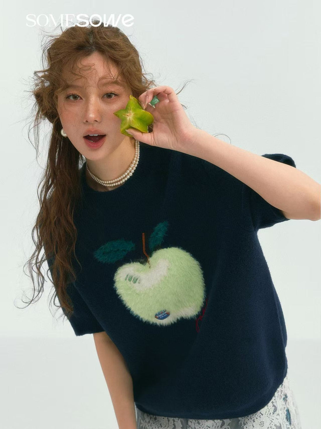 SOMESOWE S2508013 Fun Apple Short-Sleeve Sweater T-shirt
