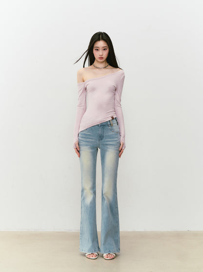 VIA PITTI VIABTP409 Shiny one shoulder irregular T-shirt