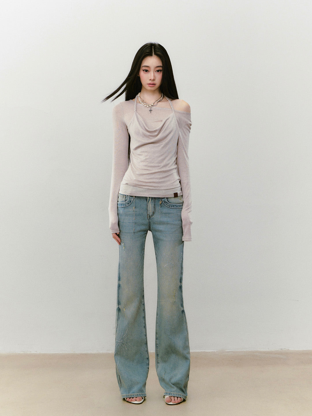 VIA PITTI VIABTP423 Fake two piece knitted base long sleeved T-shirts