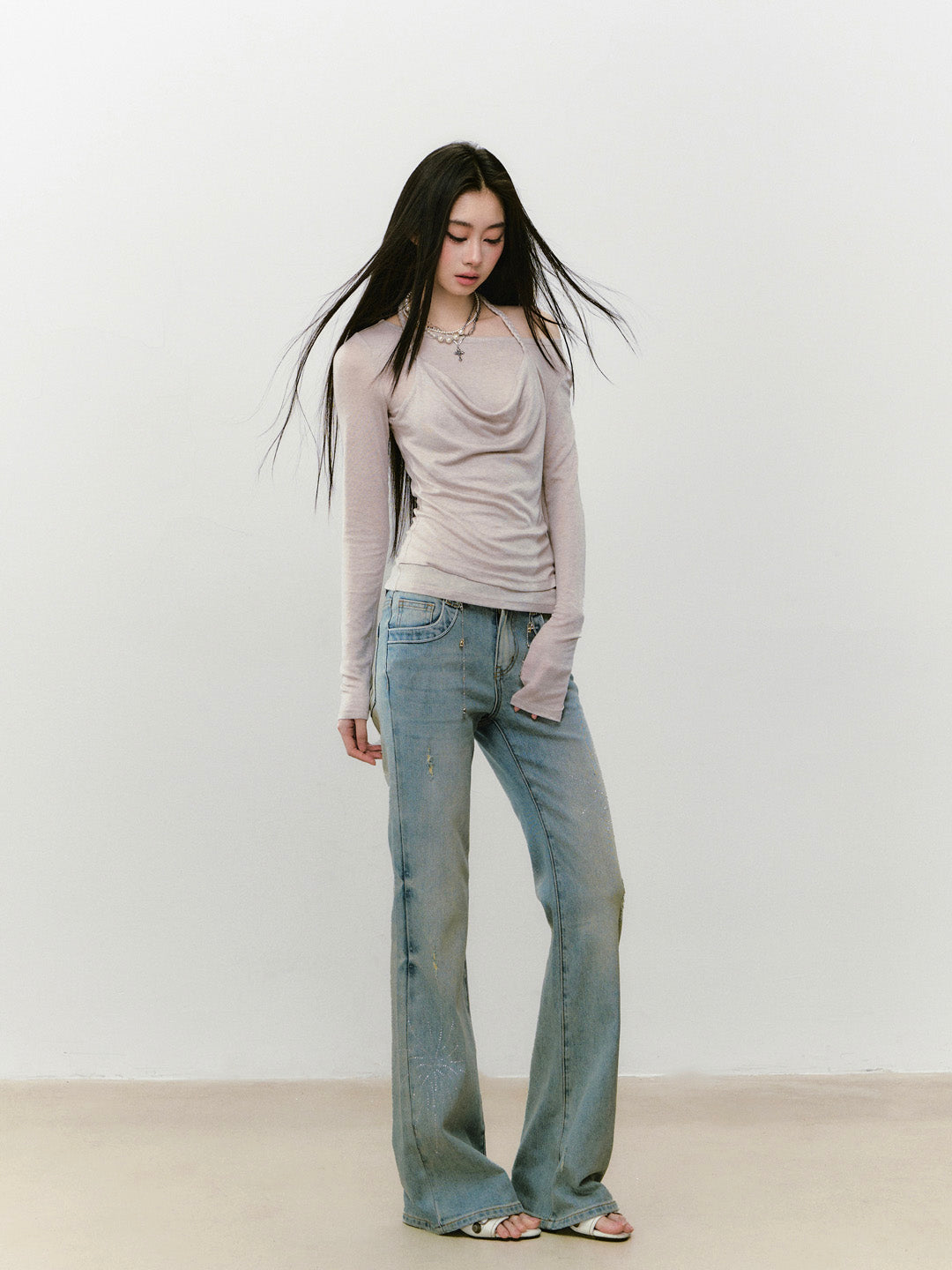 VIA PITTI VIABTP423 Fake two piece knitted base long sleeved T-shirts