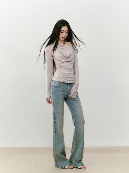 VIA PITTI VIABTP423 Fake two piece knitted base long sleeved T-shirts