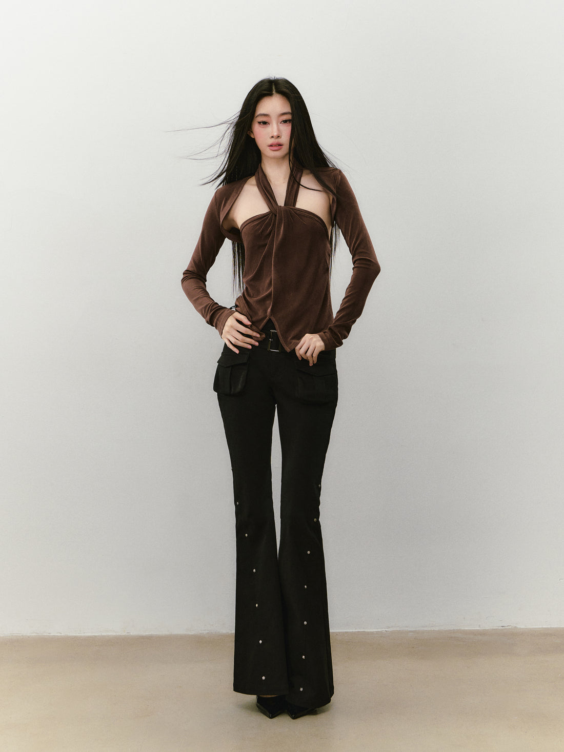VIA PITTI VIABTP475 Acetate knitted halter-neck vest +top set