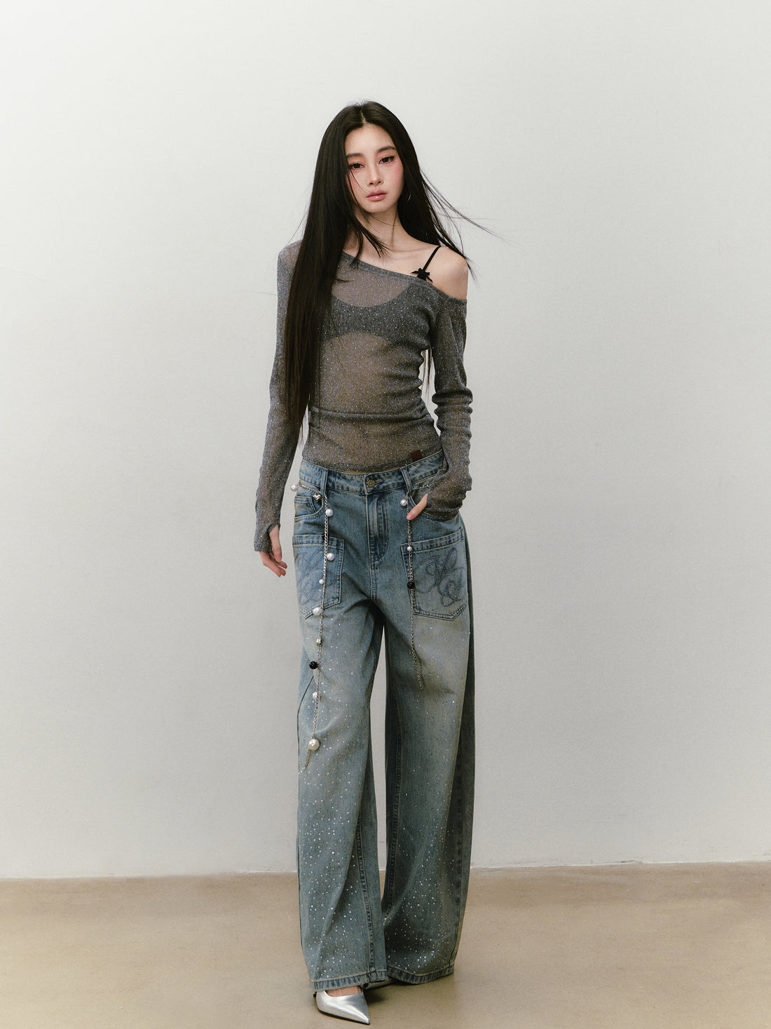 VIA PITTI VIABTP457 One shoulder long sleeved T-shirt