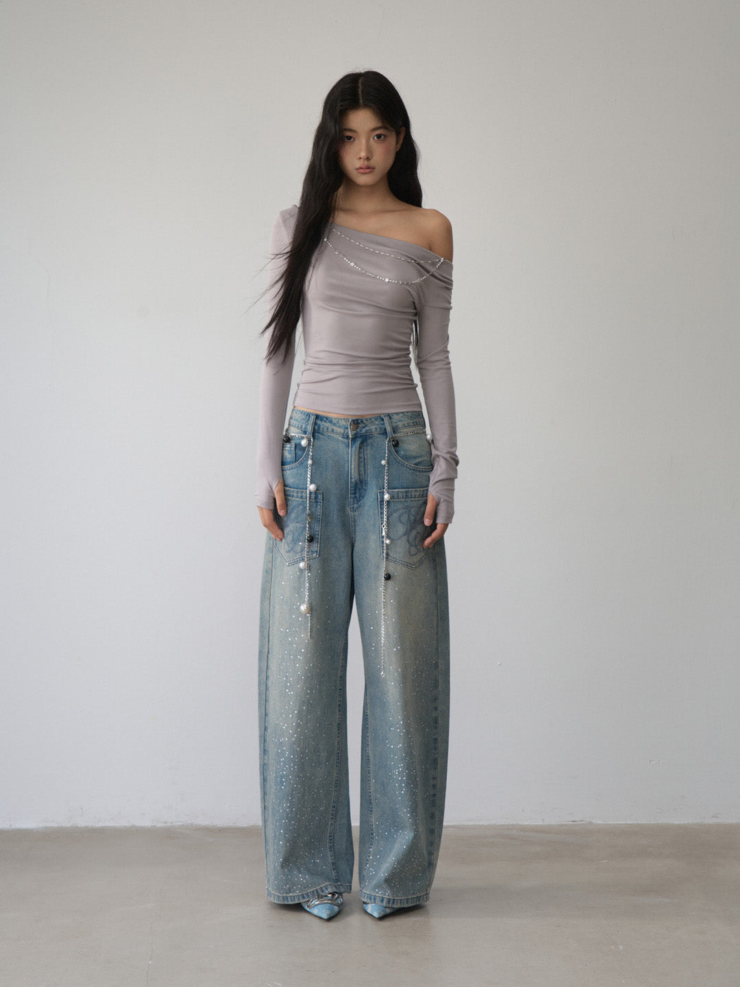 VIA PITTI VIABTP472 One shoulder chain design top
