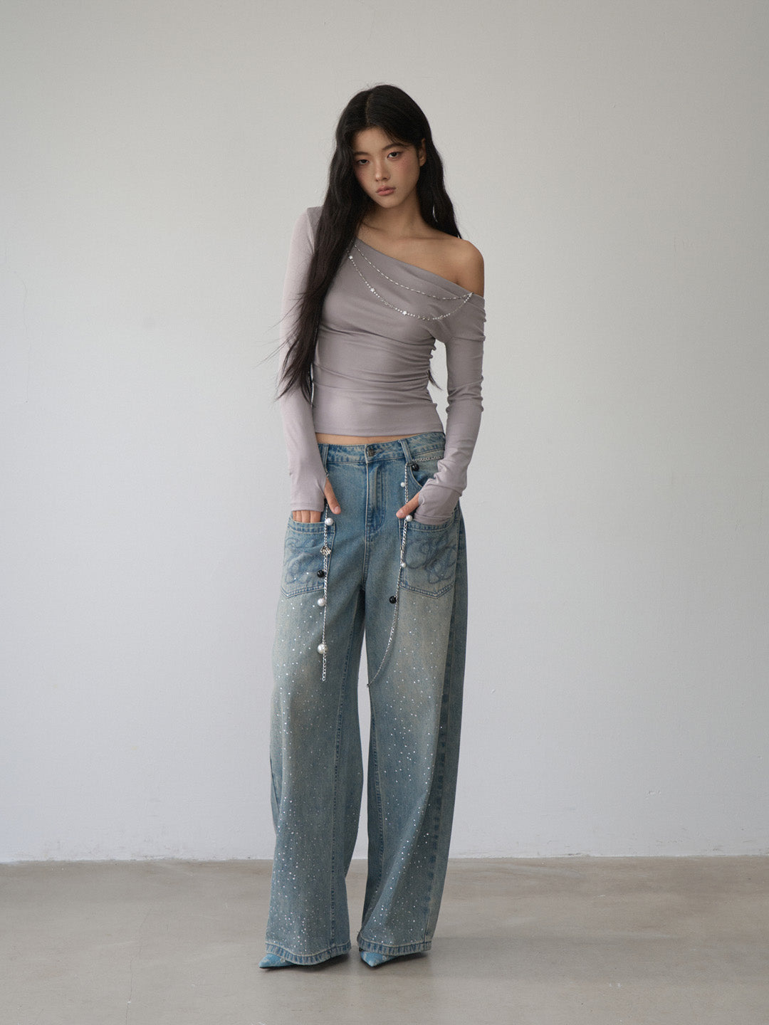 VIA PITTI VIABTP472 One shoulder chain design top