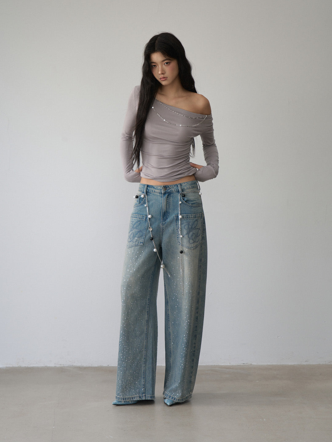 VIA PITTI VIABTP472 One shoulder chain design top