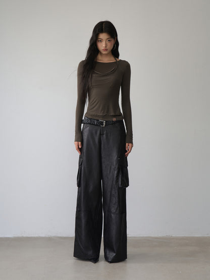 VIA PITTI VIABTP423 Fake two piece knitted base long sleeved T-shirts
