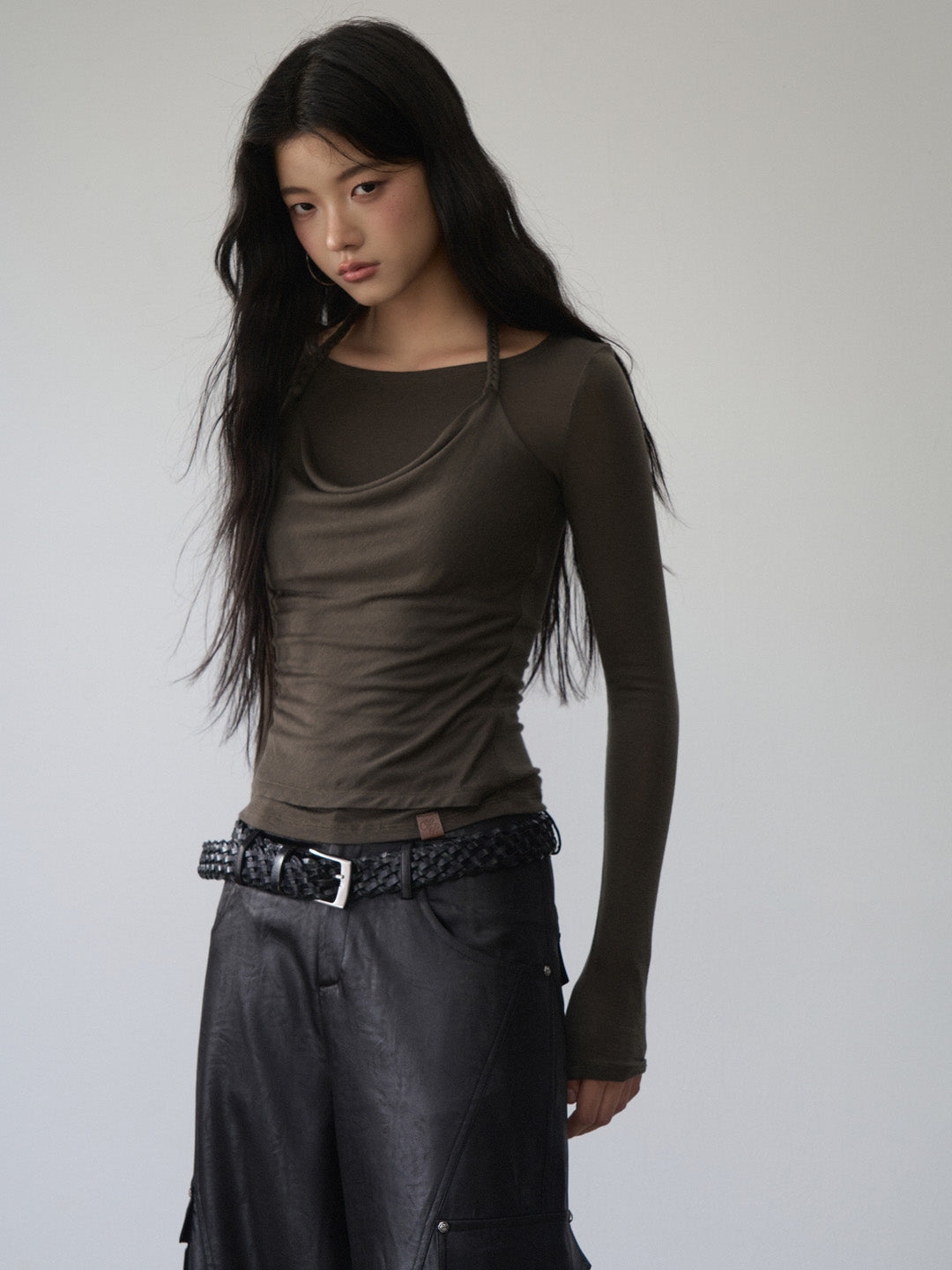 VIA PITTI VIABTP423 Fake two piece knitted base long sleeved T-shirts
