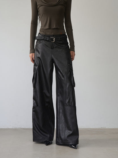 VIA PITTI VIABP482 Large pocket workwear wide leg pants
