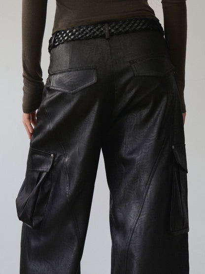 VIA PITTI VIABP482 Large pocket workwear wide leg pants