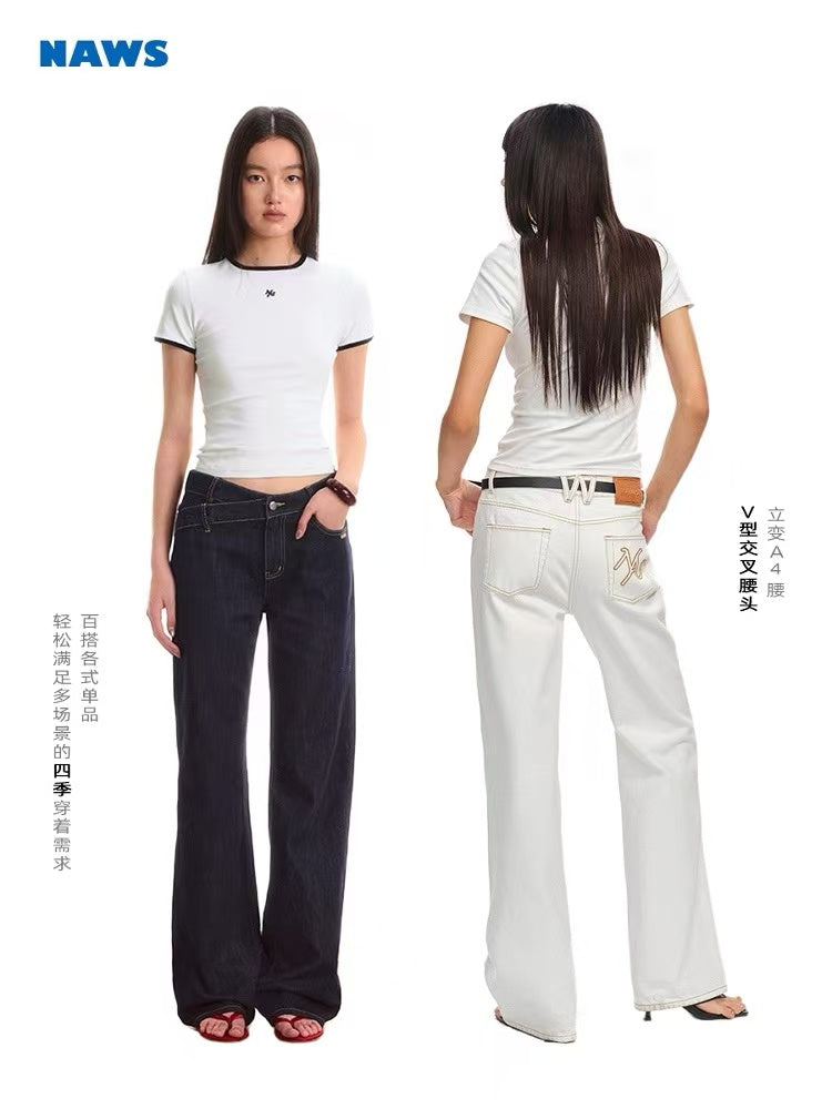 NAWS [Best Seller] +5cm N2 Loose V-Waist Straight-Leg Jeans (4color)