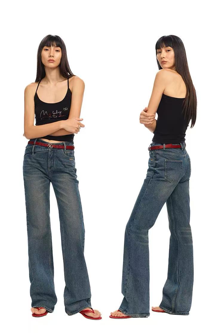 NAWS [Best Seller] +5cm N2 Loose V-Waist Straight-Leg Jeans (4color)