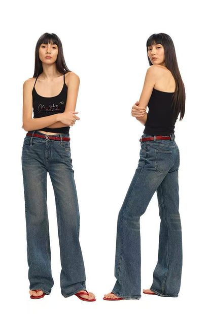 NAWS [Best Seller] +5cm N2 Loose V-Waist Straight-Leg Jeans (4color)