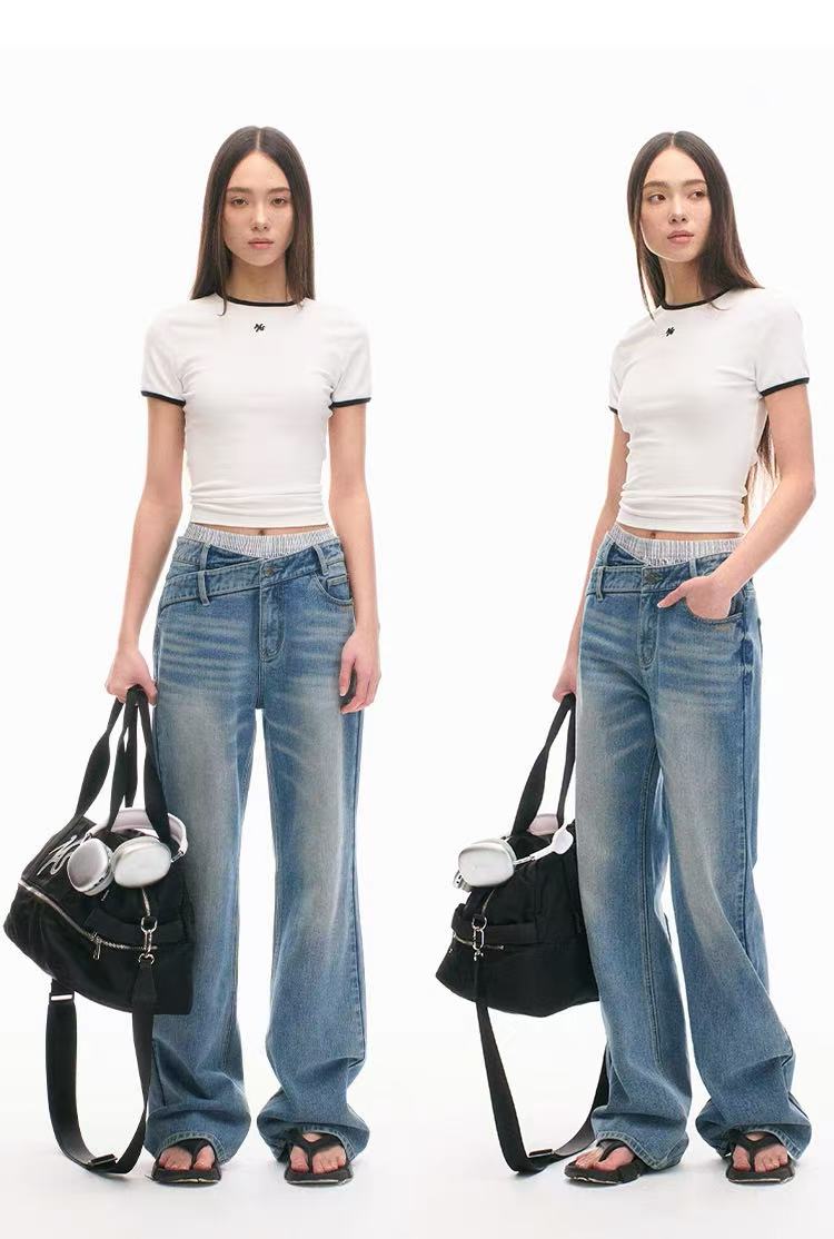 NAWS [Best Seller] +5cm N2 Loose V-Waist Straight-Leg Jeans (4color)