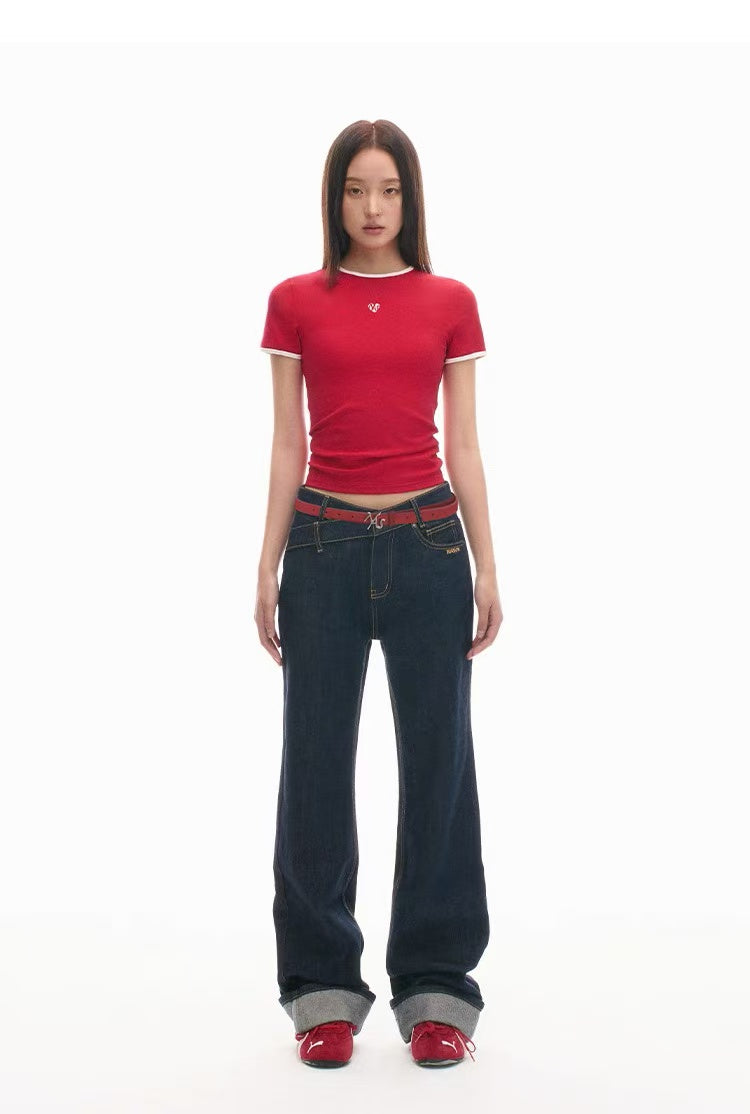 NAWS [Best Seller] +5cm N2 Loose V-Waist Straight-Leg Jeans (4color)
