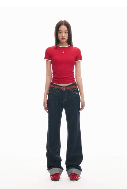 NAWS [Best Seller] +5cm N2 Loose V-Waist Straight-Leg Jeans (4color)