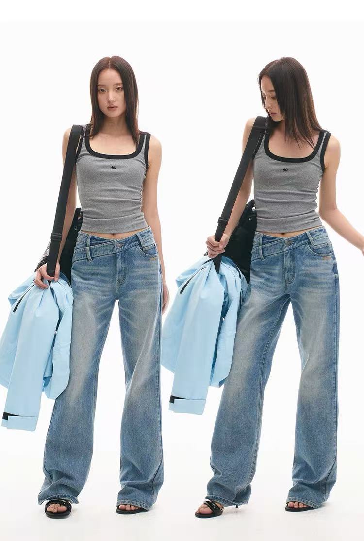 NAWS [Best Seller] +5cm N2 Loose V-Waist Straight-Leg Jeans (4color)
