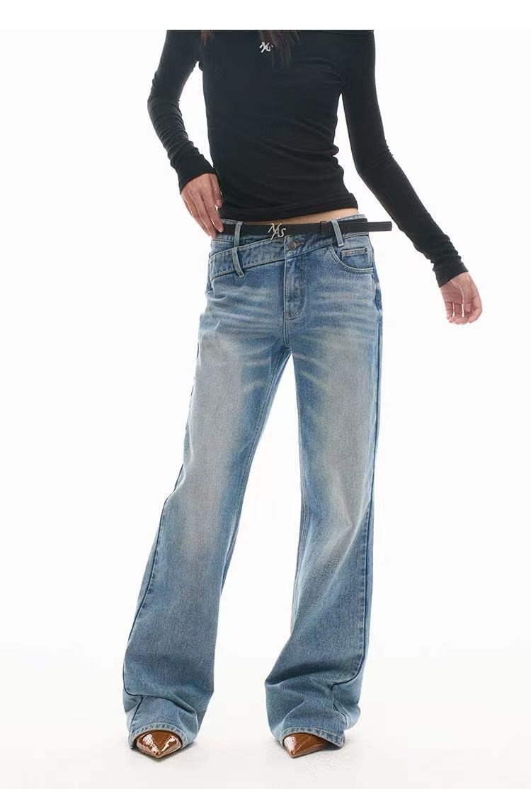 NAWS [Best Seller] +5cm N2 Loose V-Waist Straight-Leg Jeans (4color)