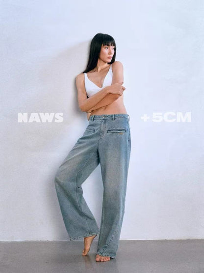 NAWS [Best Seller] +5cm N3 Loose Straight-Leg Jeans (3color)