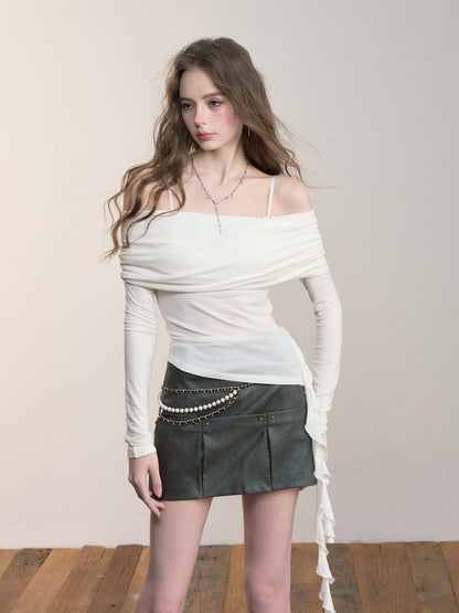 VIA PITTI VIABTP473 Off shoulder slim fit long sleeved top