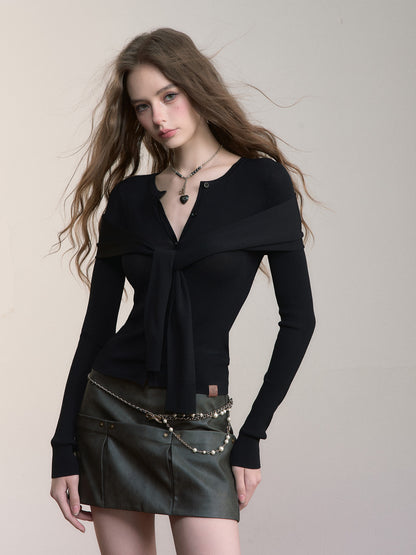 VIA PITTI VIACK537 Shawl design knitted sweater