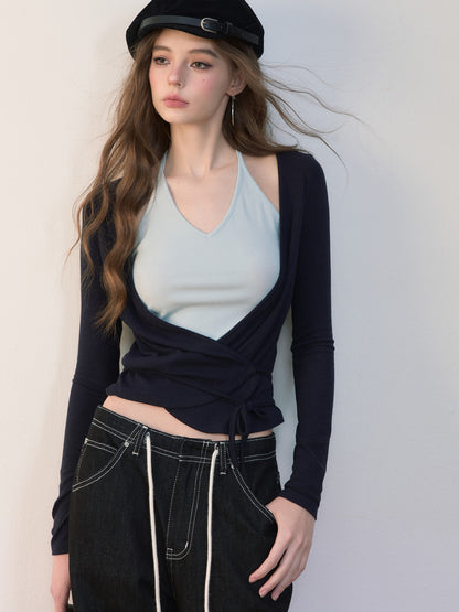 VIA PITTI VIABTP474 Fake two piece contrasting colored top