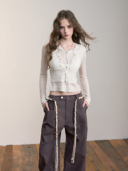 VIA PITTI VIACK538 Fake two piece double layered slim fitting knitted shirt