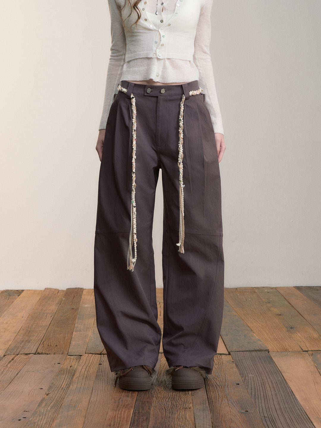 VIA PITTI VIABP440 Folded double button wide leg pants