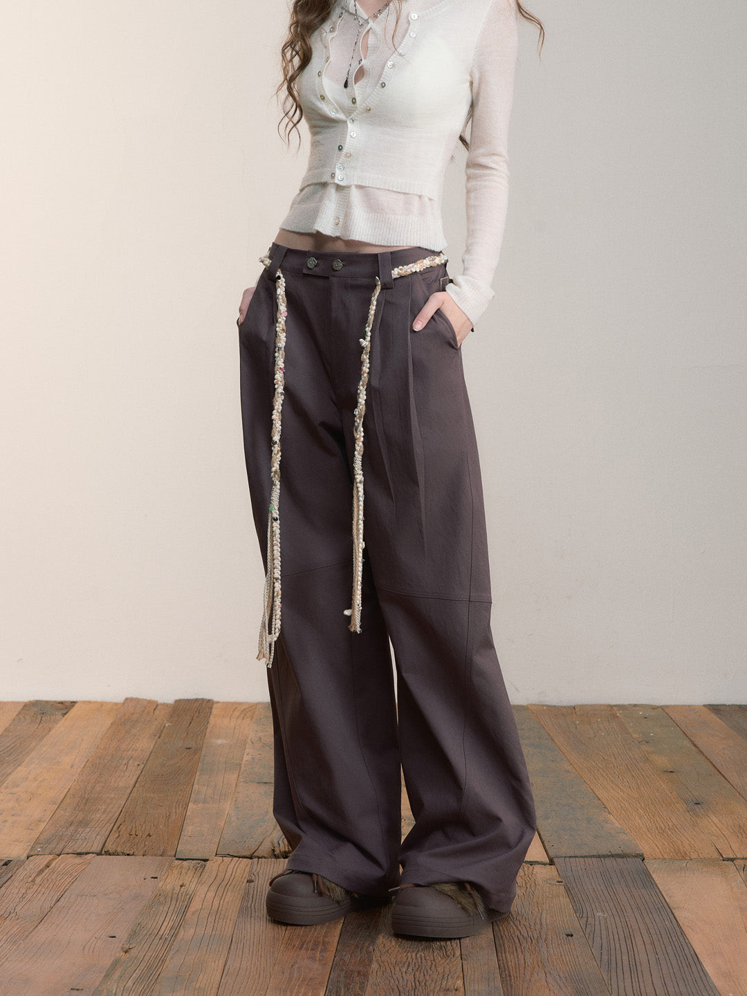 VIA PITTI VIABP440 Folded double button wide leg pants