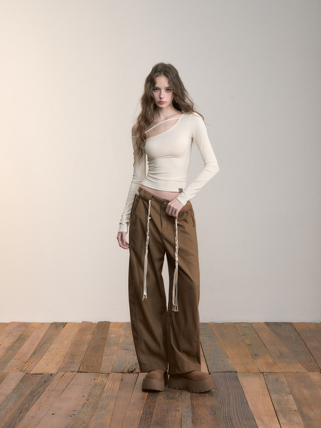 VIA PITTI VIACTP499 Off shoulder base long sleeved top