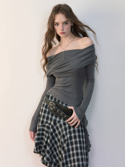 VIA PITTI VIABTP473 Off shoulder slim fit long sleeved top