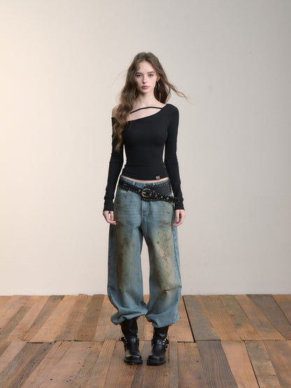 VIA PITTI VIACTP499 Off shoulder base long sleeved top