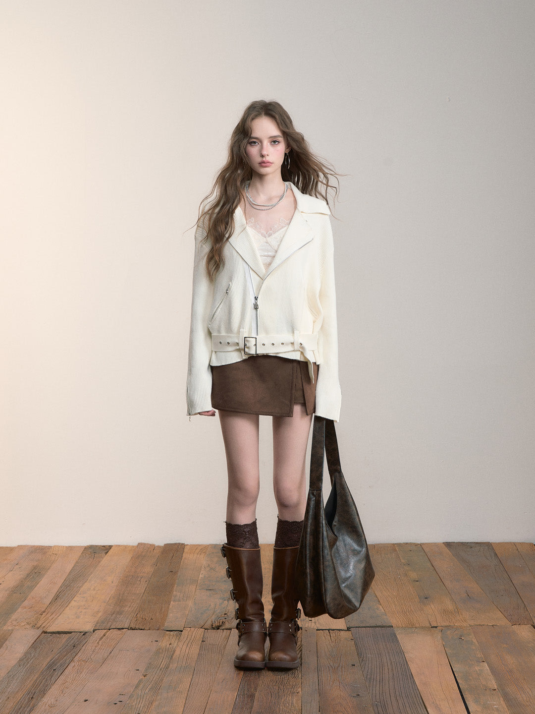 VIA PITTI VIADK567 Metal zipper knitted jacket