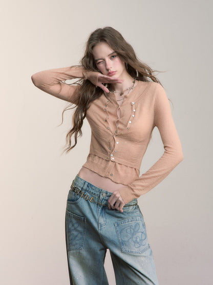 VIA PITTI VIACK538 Fake two piece double layered slim fitting knitted shirt