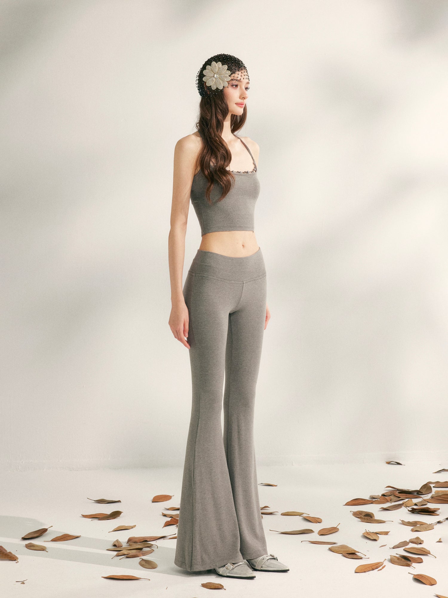 YZZI HE Beaded knit camisole + yoga pants set