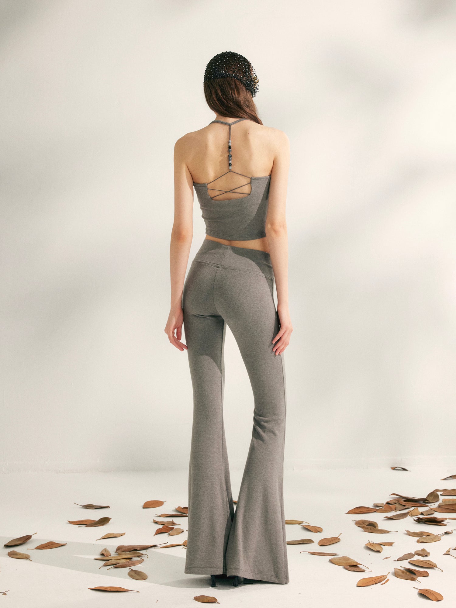 YZZI HE Beaded knit camisole + yoga pants set